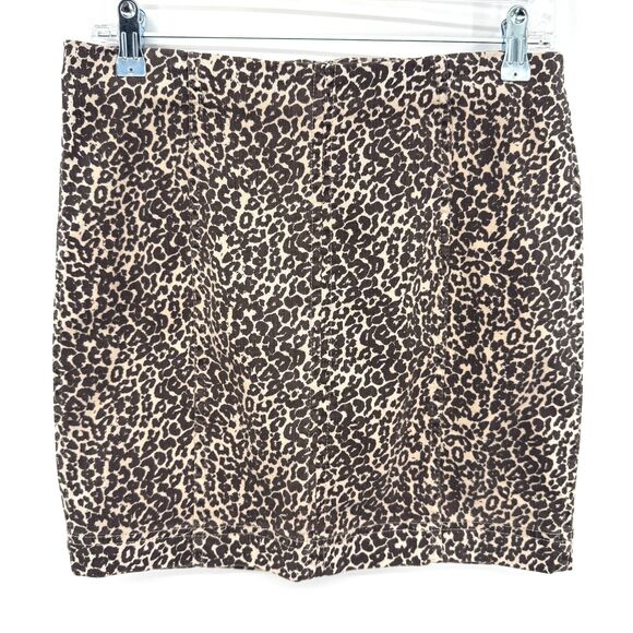 FREE PEOPLE Modern Femme Leopard Print Mini Pencil Skirt Size 8 - Picture 3 of 7